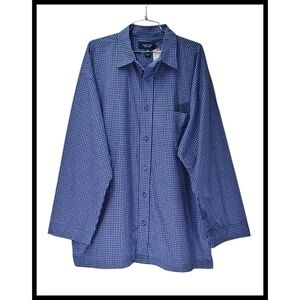 NWT Nautica Boyfriend Sleep Shirt Button Down Blue Check Men's Large NEW Vintage